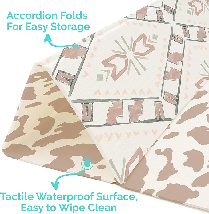 JumpOff Jo Baby Play Mat - Large Folding Foam Play Mat for Infants, Babies, Toddlers, Waterproof, Double-Sided (70" x 59")