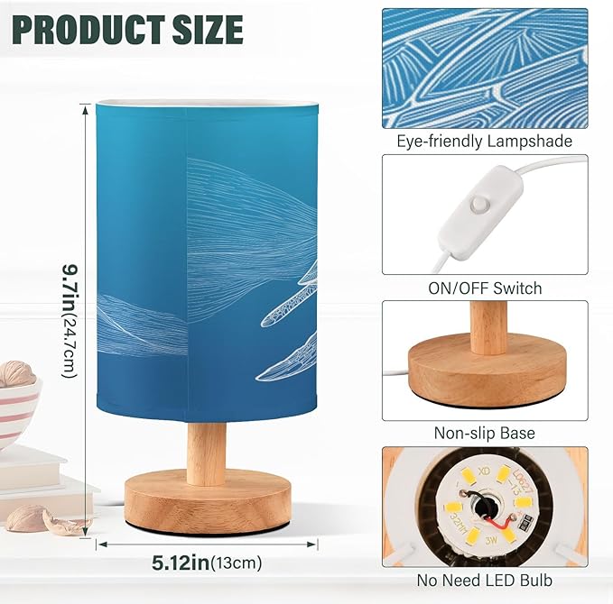 White Vector Sea Turtle Table Lamp with USB Port Nightstand Lamp Desk Lamp for Bedroom Living Room Simple Bedside Lamp for Bedroom Living Room Office