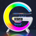 Mini Wireless Speaker with Bluetooth Lamp, Atmosphere Lamp, Wireless Charging, Alarm Clock,Smart LED Table Lamp, Night Light, Birthday Gifts for Girls Boys Party Aged 4-12 (White)