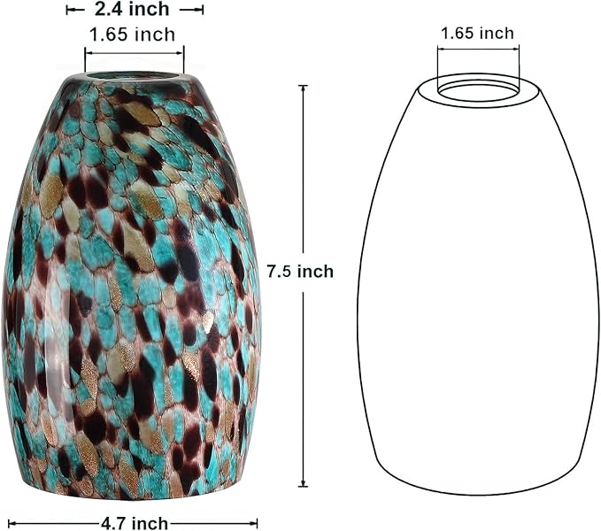 Oval Glass Lamp Shade Only Art Turquoise Glass pendant light shade replacement for Kitchen Island pendant Lights Ceiling Lights Chandelier Table Lamp Glass Cover Replacement (Malachite green)