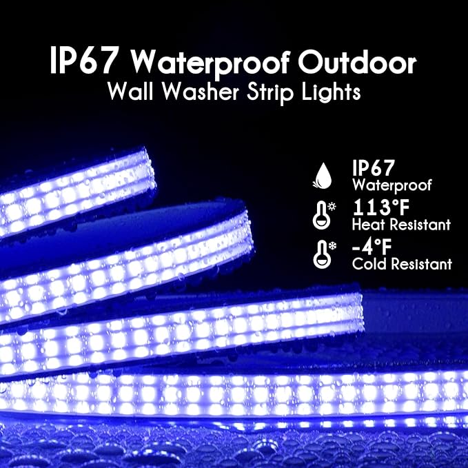Shine Decor 3.3FT RGB Wall Washer Lights with Flexible Linear Design, IP67 Waterproof LED Strip Lights for Outdoor Commercial Lighting, Building, Wedding, and Church Decoration