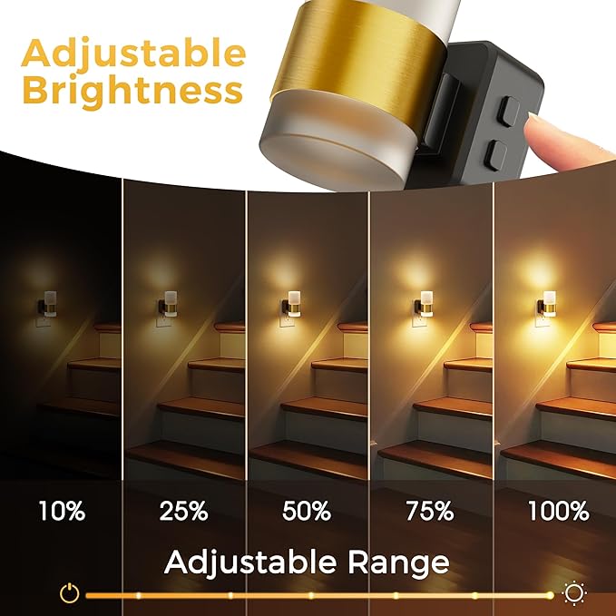 L LOHAS LED Night Light,Night Lights Plug into Wall,[2-PACK] Dusk to Dawn Sensor,3000K Soft White,Brightness Adjustable,180°Rotating Acrylic Nightlight for Adults Bathroom Bedroom