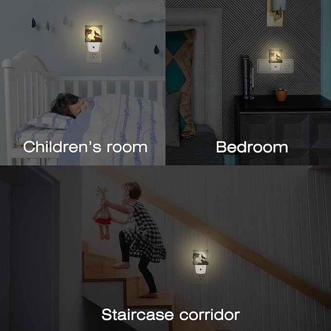 Paris Eiffel Tower Oil Painting Night Light for Kids,City Street Night View Night Light Plug in with Dusk to Dawn Sensor,0.5w Energy Saving Nightlight for Hallway Stairway Kitchen Bedroom