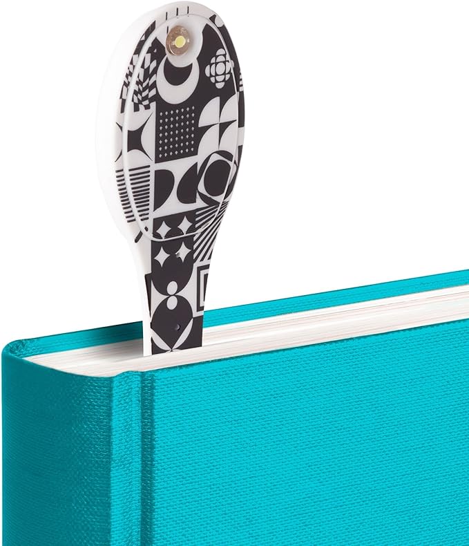 Gifts for Readers & Writers Bookmark Reading Light Black & White -2in1 Clip On Bookmark Mini Book Light for Reading in Bed, Battery Operated Travel LED Book Lights, Flexible 8 Lumen Lights for Books