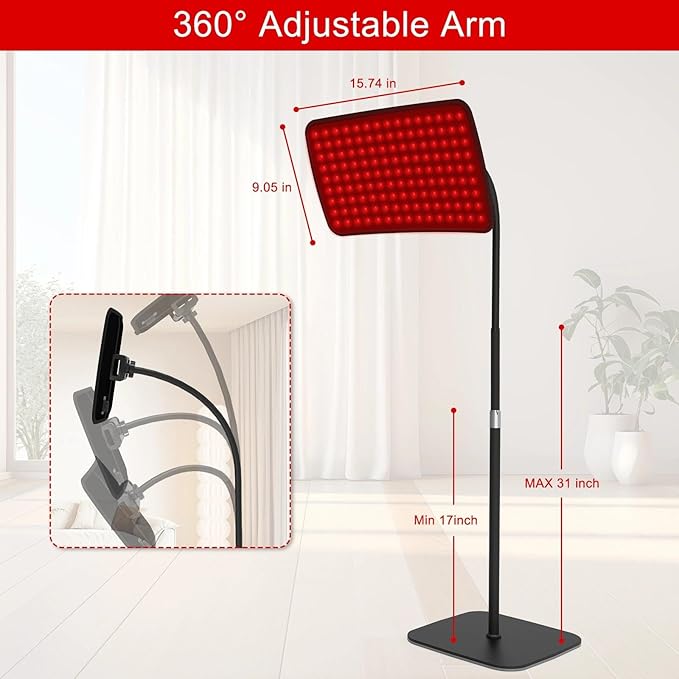 Red Light Therapy for Face and Body, 660nm Red Light Therapy and 850nm Infrared Light Therapy Lamp with Adjustable Stand