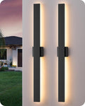 EDISHINE 2 Pack Modern Outdoor Wall Lights Dimmable, 39.3" Linear Led Exterior Wall Light, 3CCT, Iron & PC, IP65 Waterproof, Long Exterior Lighting Fixtures for Front Door, Stair, Black