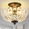 Semi Flush Mount Ceiling Light, 3-Light Kitchen Ceiling Lighting Fixtures with Clear Glass Lampshade, Black Modern Chandelier for Living Room Bedroom Hallway