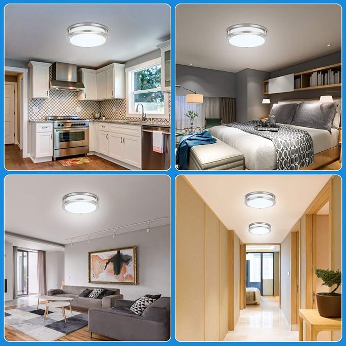 36W Dimmable LED Ceiling Light Fixture, 12in Flush Mount Light Fixture, Ceiling Lamp for Bedroom, Kitchen, Bathroom, Hallway, Super Bright 3600 Lumens, 3000K Warm White