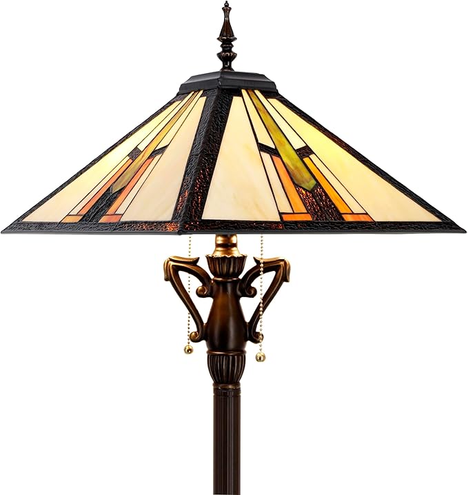 Tiffany Floor Lamp Multicolour Mission Style Stained Glass Standing Reading Light 16X16X64 Inch