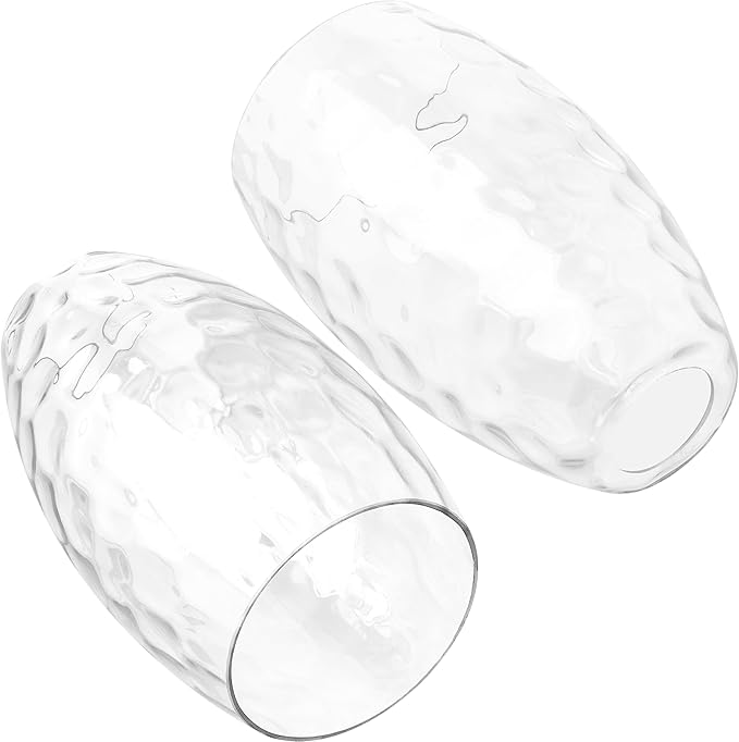 GO&SO 3-Pack Water Ripple Clear Glass Lamp Shades, Hand-Blown Light Fixture kitchen island Pendant Light -7.8"H Oval Fixtures,1.57" Fitter, E26 Base, Transparent Chandelier Shades Replacement Set