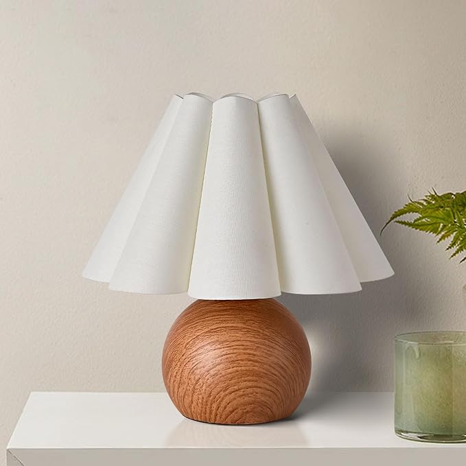 KUNJOULAM Cute Small Table Lamp, Modern Bedside Nightstand Lamp with Beige Lampshade, Metal Base for Bedroom Home Office Decor (Without Buld