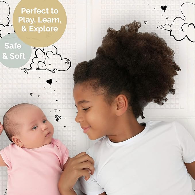 JumpOff Jo Baby Play Mat - Large Folding Foam Play Mat for Infants, Babies, Toddlers, Waterproof, Double-Sided (70" x 59")