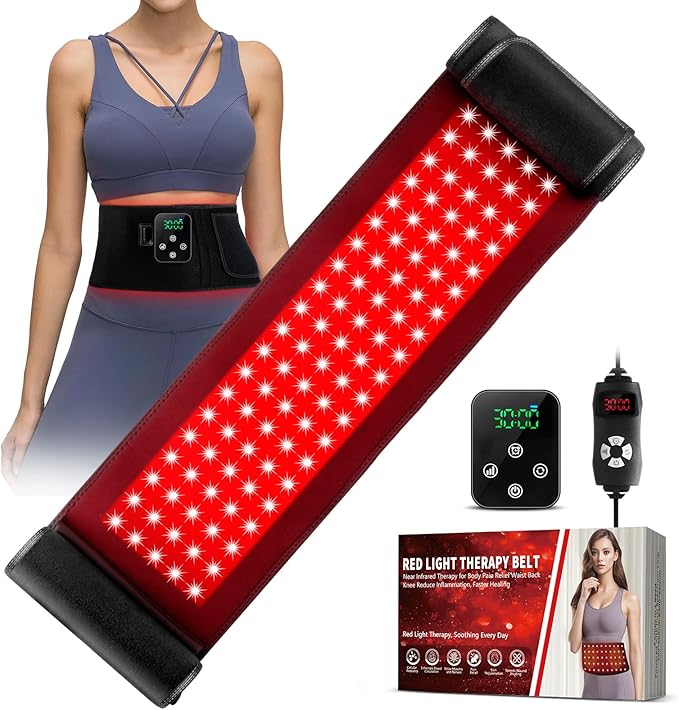 2-in-1 Cordless Red Light Therapy Belt, Wired & Wireless Controller 3000mAh Rechargeable Battery Magnetic LED Screen, 49" * 7" Wearable 660nm & 850nm Red Light Therapy Wrap Belt for Body