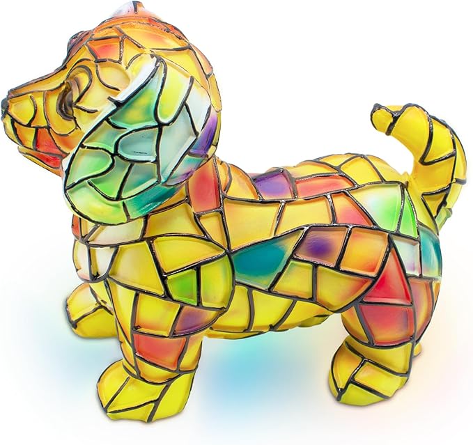 Dachshund Night Light, LED Dog Series Art Light, Cute Pet Themed Stained Resin Table Lamps, Vintage Home Decor, Fun Gift for Dog Lovers (#07, 7.87")