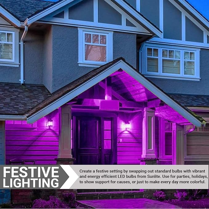 Sunlite 81081 LED Colored Filament A19 Light Bulb, 4.5 Watts, Medium E26 Base, 120 Volts, Transparent Purple, Dimmable, 320 Degree Beam Angle, UL Listed, 2 Count