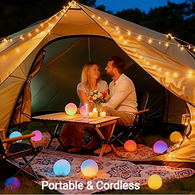 LOFTEK LED Ball Light, 3-inch Rechargeable Globe Lights, Color-Changing Ball Lamp with Remote, Waterproof Orb Light, Smart Sphere Night Light for Home Bedroom Pool Decor, Xmas Gift, 2 Pack