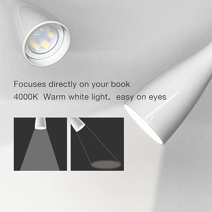 Wall Mounted Reading Light Set of 2, Dimmable Touch Control USB Output LED 360° Swivel Lamp Head 4000k Bed Lights, Easy to Install