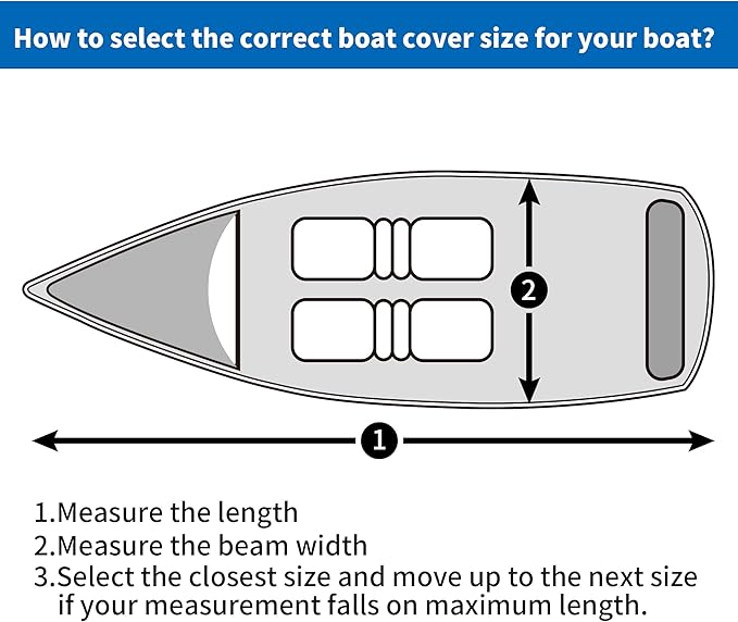 iCOVER Trailerable Boat Cover- 14'-16' 800D Water Proof Heavy Duty, Fits V-Hull, Fish&Ski, Pro-Style, Fishing, Utiltiy, Runabout, Bass Boats, up to 14ft-16ft Long and 68" Wide