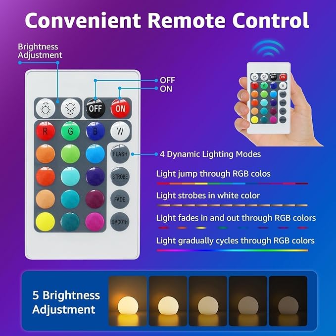 FUYO Smart Table Lamp, 8-inch Rechargeable LED Globe Orb Light with App/Remote Control, IPX6 Water-Resistant, 16 Colors & 4 Modes, Sphere Night Light for Home Bedroom Pool Garden Decor