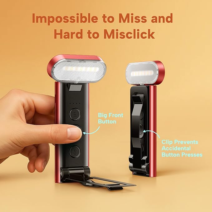 86lux Book Light, Reading Light for Book in Bed, USB Rechargeable LED Night Light with 3 Colors & Limitless Dimming,Bookmark Light for Book Lovers,Red