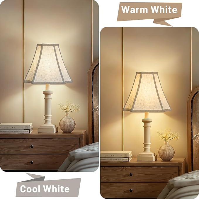 Square Cut Corner Bell Lamp Shades Set of 2, 6.5" x 13"x 10.5" Medium Beige Lampshades Natural Linen Hand Crafted, Include 2 Pack Lamp Harps, Suitable for E26 and Saddle Base, Easy Assembly Required