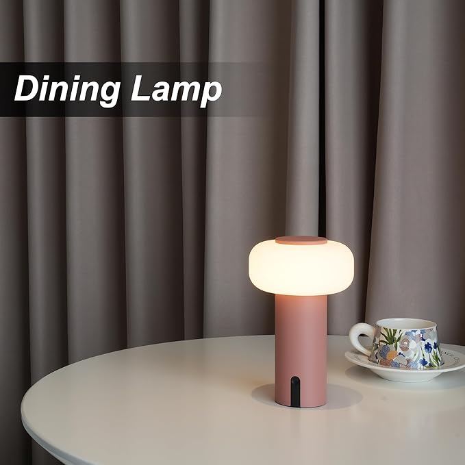 Shower Lamp Waterproof, Outdoor Cordless Table Lamp Rechargeable, Portable Battery Operated Light, Touch Dimmable Night Light for Bedroom/Patio/Dinning/Camping (Pink)