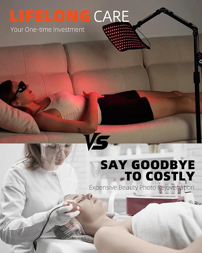Red Light Therapy for Body, 3 in 1 Infrared Red Light Therapy Lamp with Stand & Wrap, 660nm+850nm, 4 Modes & 6 Timers, Full Body Red Light Panel at Home for Beauty Recovery Relaxation