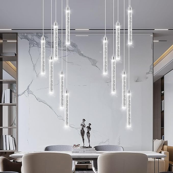Modern Crystal Pendant Lights for Kitchen Island Mini Chandelier LED Dimmable Ceiling Handing Lighting for Dining Room Corridor 2700K 6000K
