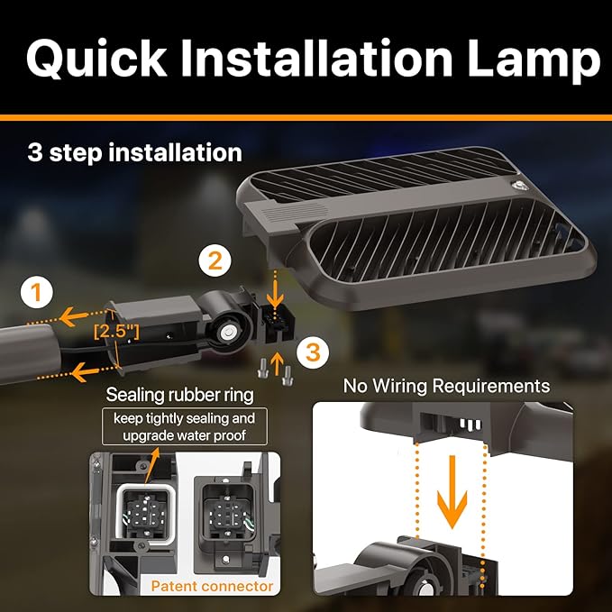 LED Parking Lot Light 300W 45000LM 5000K Quick Installation Slip Fitter Shoebox Pole Lights Outdoor IP65 Waterproof 120-277V 150LM/W Commercial Street Area Lighting for Parking Lot, Road