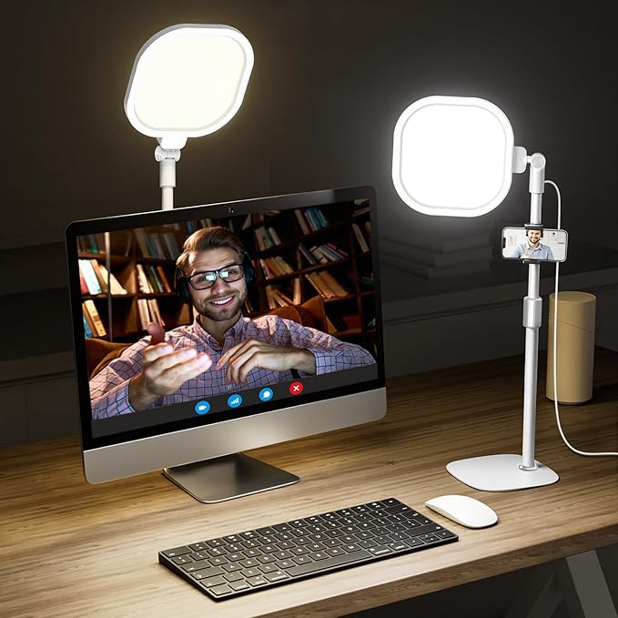Lighting for Video Calls, 30 Light Modes Video Conference Light, Desk Ring Light with Stand for Webcam, Meetings, Live Stream, Home Office. CRI 97.8