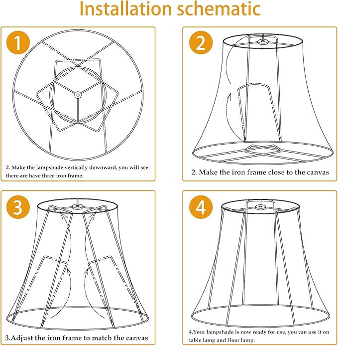 TOOTOO STAR Rectangle Lamp Shades, 6.5" x 13"x 10.5" Medium White Lampshades For Floor & Table Lamp shade, Linen, Handcrafted, Easy Assembly Required