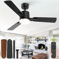 Ceiling Fans with Lights, 42 Inch Low Profile Ceiling Fan with Light and Remote Control,10 Min Quick Installation,Reversible,3CCT Dimmable,Quiet,Black Small Ceiling Fan for Bedroom Indoor/Outdoor