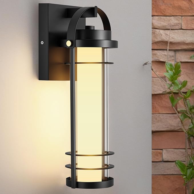 Outdoor Wall Lantern, Dimmable Wall Lights Fixture with 5 Color Temperatures, 15" Modern LED Sconce Waterproof Porch Lighting with Clear Glass for House Garage Doorway Patio, 1Pack
