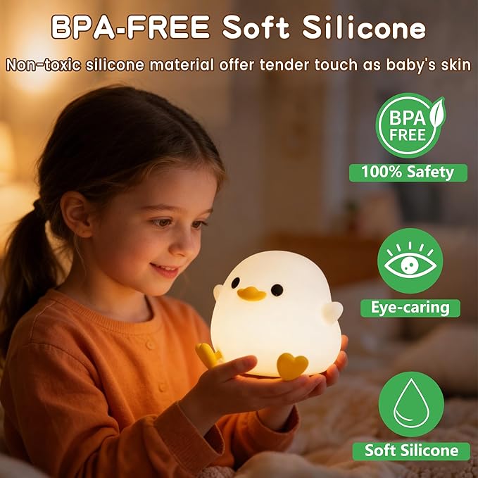 Duck Lamp,Cute DoDo Duck Night Light,Dimmable/Timer Ducky Lamp,Silicone Squishy Animal Nursery Nightlight ,Rechargeable Bedside Touch Lamp, Room Decor,Duck Gifts for Baby/Kids,White Elephant Gifts