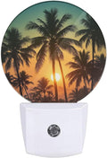 Plug-in Serene Beach Night Light Tropical Sunset with Palm Tree Silhouettes Nightlight with Dusk to Dawn Sensor, Auto On/Off 0.5W Energy-Saving LED Lighting Sleep Friendly