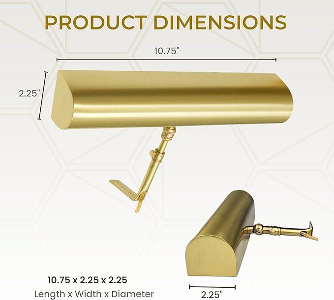 Royal Designs, Inc. Plug-in Picture Light, Gallery Lighting, 12 ft Cord with in-Line Hi/Low/Off Switch, PLP-2010-10-BSB-2, Brushed Satin Brass, 10.75 Inches, Pack of 2