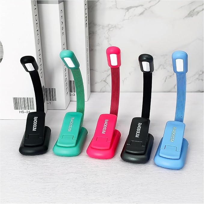 Rechargeable Book Reading Light at Night in Bed, Eye Caring 9 LED with 9 Color Temperatures, Stepless Dimming Brightness, Clip on Book Light, Prefect Elegant White Gift for Book Lover. (Black 2pcs)