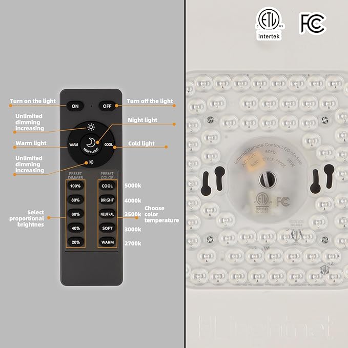 Gold Flush Mount Ceiling Light, Wall Mounted Clock 12 inch LED Dimmable Ceiling Lamp with Remote Control, Silent and No Ticking Sound Light Fixture for Bedroom Foyer Entryway Hallway ﻿