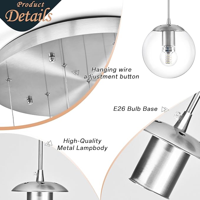 KoKo&Yukina 16-Light Nickel Mid Century Modern Chandelier for Living Room Staircase Chandelier for Entryway Clear Globe Glass Chandelier High Ceiling Chandeliers Foyer Entryway (Bulb & Remote Incl.)