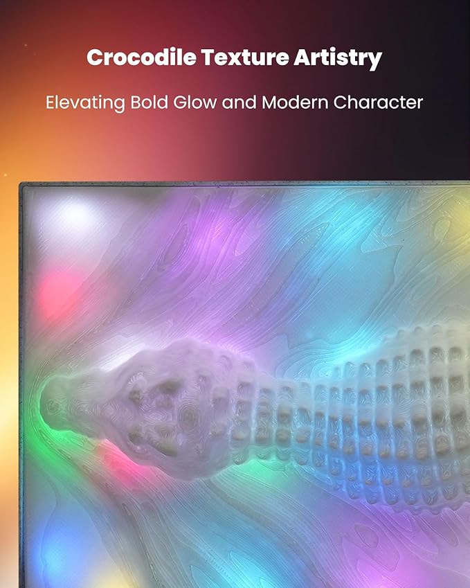 Nobiggie Crocodile Texture RGB Ambient Lighting Lamp, Artistic LED Mood Light with 85 Color Changing Modes, Cool Decorative Glow for Bedroom, Living Room, or Cozy Modern Home Decor