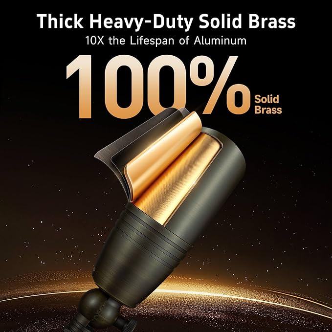 Gardenreet Die-Cast Brass Spot Light Outdoor - 12V LED Uplighting Waterproof, Low Voltage Landscape Lights Direct Wire, Bronze for Fence Fountain with Daytime White MR16 Replaceable Bulbs (12 Pack)