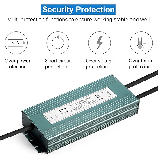 LED Driver 400 Watts 110V/120V AC to 12V DC 33.3A Power Supply Waterproof Low Voltage Transformer Converter for Indoor Outdoor LED Lights
