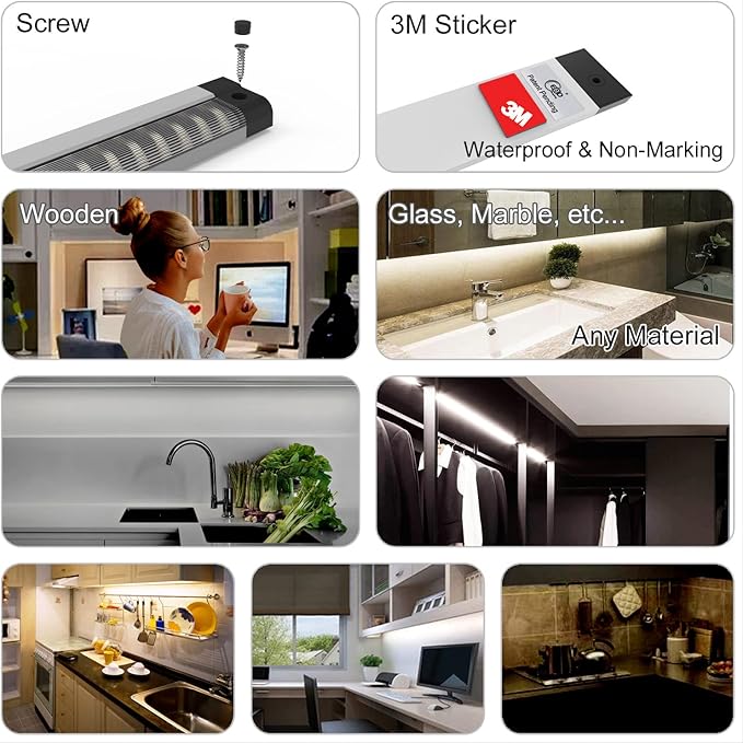 LED Under Cabinet Lighting Touch Under Counter Lights for Kitchen Built-in Adjustable Cable No Messy Wires! 6 Pcs Cabinet Light 6500K 2700Lm 5 External-Cable for Garage Pantry Closet Timer Smart Plug