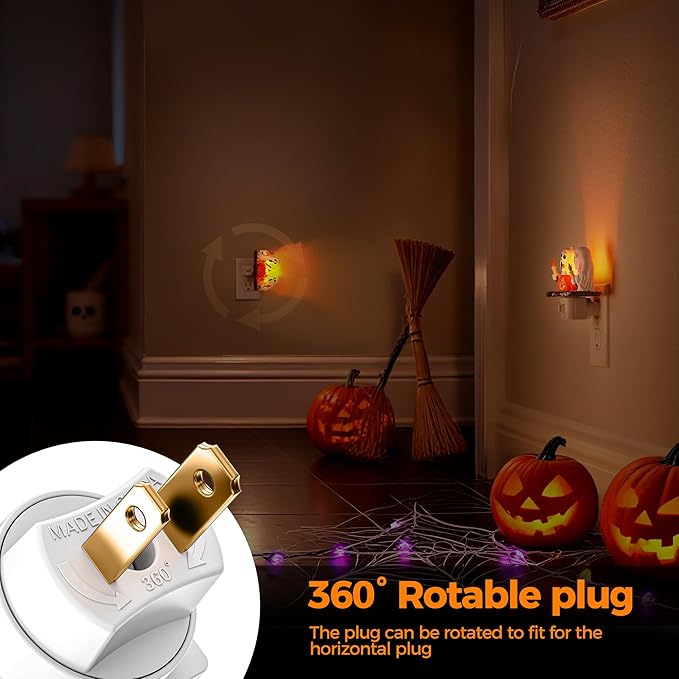 Briignite Halloween Night Light, Ghost Night Light Campfire Flickering, Halloween Decor Night Lights for Kids, Plug in Ghost Nightlight for Halloween Decorations Party Gift