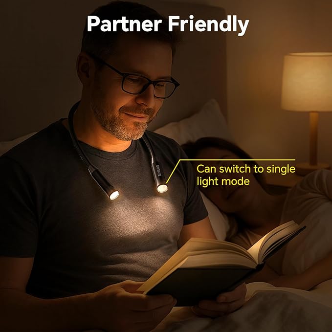 Rechargeable 300 Lumens Neck Light for Hands-Free Lighting-Perfect Light for Mechanics, Camping, Hunting, DIY Projects, Reading,Barbecuing