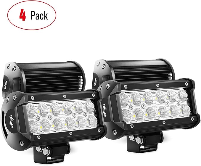 Nilight - 4PCS 36W 6.5 Inch Flood LED Light Bar Off Road Super Bright Driving Fog Boat Driving LED Work Light for Jeep