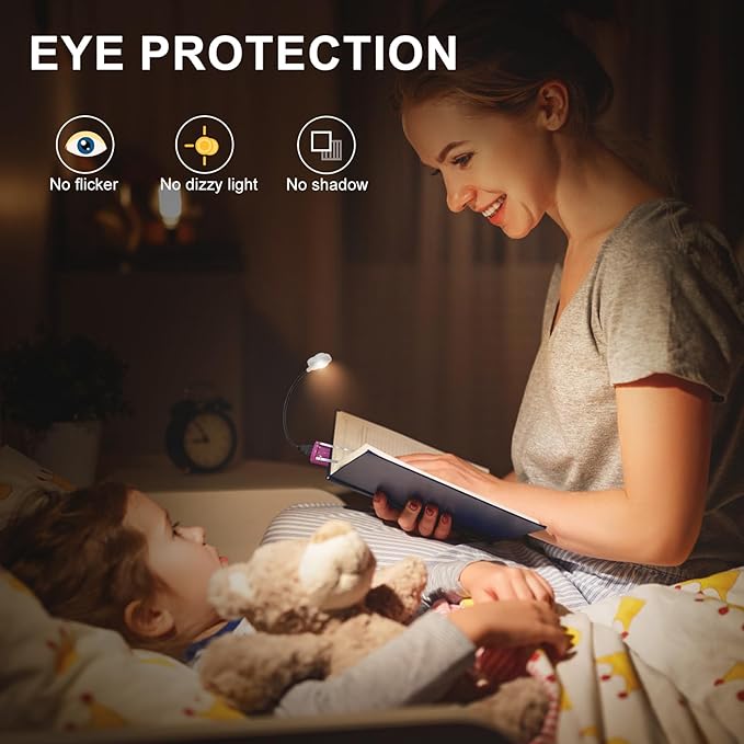 LED Reading Light, LED Flexible Book Light for Reading in Bed, USB Computer Light Small Book Lamp Reading Lamp, Lightweight Clip on Light for Reading Books,Working