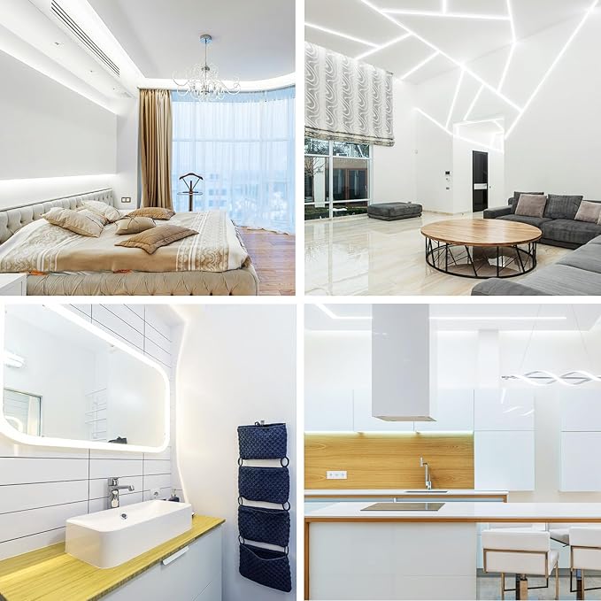 COB LED Strip Lights 6000K 16.4ft DC 24V Dimmable White Flexible LED Tape Light for Bedroom, with Remote and app Control LED Tape Lights,for DIY Home Decoration