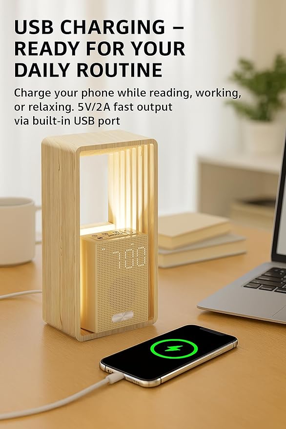 Sunrise Alarm Clock with Wake-Up Light: Dual Alarm Sound Machine with USB Charger, 9 Sleep Sounds, Night Light, Dimmable Display, Auto Timer, Ideal for Light Sleepers, Kids, Bedroom, Travel