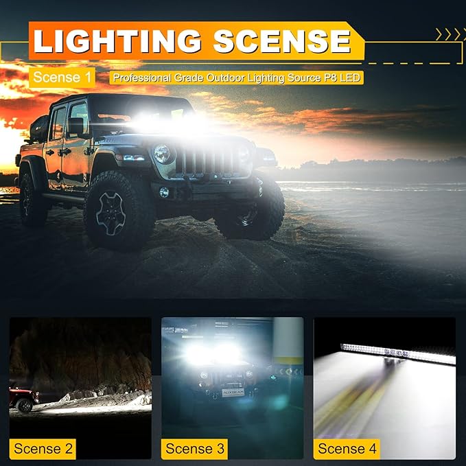 Auxbeam 42 Inch LED Light Bar 360W 44000LM 5D Pro Lens Off Road Driving Light, Flood Combo Fog LED Work Light with 10FT Wiring Harness Kit